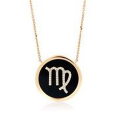 SOLD: 14kt yellow gold virgo black onyx zodiac pendant and chain