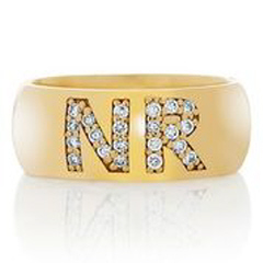 18kt yellow gold diamond "NR" cigar band.