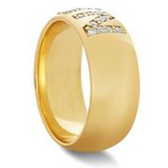 18kt yellow gold diamond "NR" cigar band.