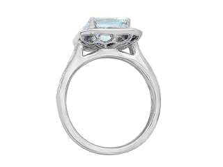 18kt white gold aqua, sapphire and diamond ring.