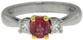 Plat/18KT 0.56ct pink sapphire & diamond ring