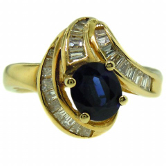 18kt yellow gold sapphire & diamond ring