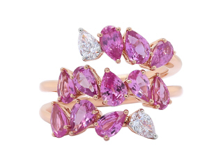 18kt Rose gold Pink Sapphire and Diamond Ring