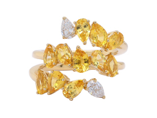 18kt Yellow gold Yellow Sapphire and Diamond Ring