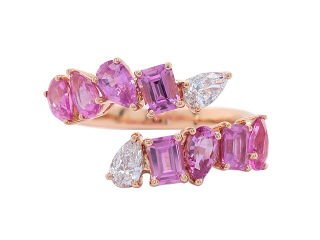 18kt Rose gold Pink Sapphire and Diamond Ring