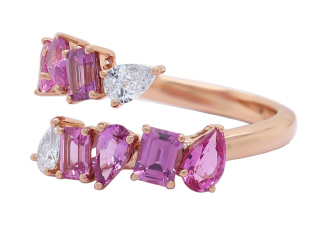 18kt Rose gold Pink Sapphire and Diamond Ring