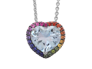 18kt White gold Aqua and Rainbow Sapphire Pendant