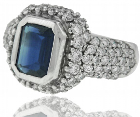 14kt white gold sapphire & diamond ring