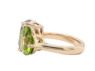 14kt yellow gold amethyst and peridot ring.