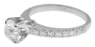 Platinum engagement ring with Old European Cut diamond 0.83ct K+ SI1+