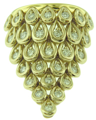 18kt yellow gold diamond waterfall ring design