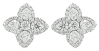 14kt white gold diamond flower earrings.
