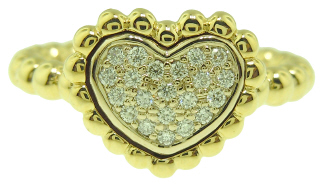 18kt yellow gold pave diamond heart ring