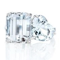 14kt white gold emerald cut and heart shape white topaz ring