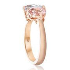 14kt rose gold heart shape morganite and pear shape white topaz ring