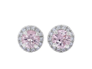 18kt white gold morganite and diamond martini stud earrings.