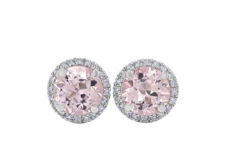 18kt white gold morganite and diamond martini stud earrings.