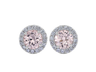 18kt white gold morganite and diamond martini stud earrings.