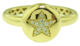 18kt yellow gold diamond set star ring