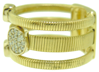 18kt yellow gold 3 row diamond element ring