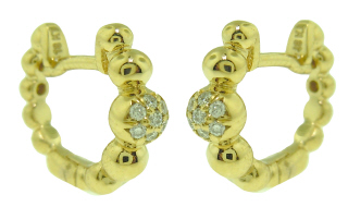18kt yellow gold ball huggie diamond earrings
