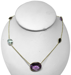 14kt yellow gold semi-precious color stones necklace