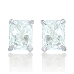 14kt white gold radiant diamond stud earrings