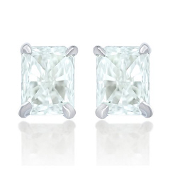 14kt white gold radiant diamond stud earrings