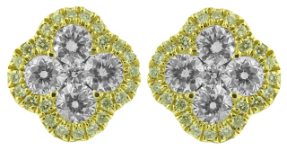 14kt yellow gold clover style diamond earrings