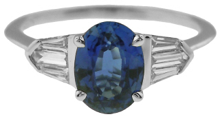 18kt white gold oval sapphire and diamond ring