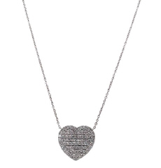 18kt white gold pave diamond heart pendant with chain.