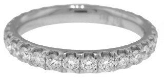 18kt white gold split prong diamond eternity band.