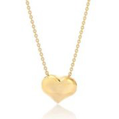 14kt yellow gold puff heart pendant with chain. 16"-17"-18"