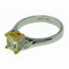 Platinum/18 kt yellow 1.21ct LFY radiant SI1 diamond ring