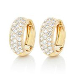 14kt yellow gold pave huggie hoop earrings