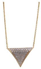 18kt yellow gold pave triangle necklace