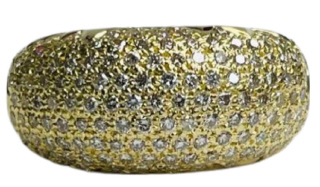 18kt yellow gold pave diamond dome ring.