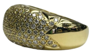 18kt yellow gold pave diamond dome ring.