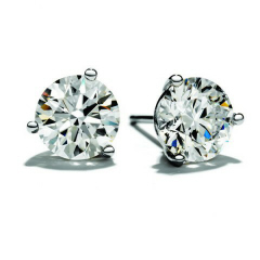 14kt white gold 3-prong diamond stud earrings