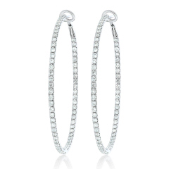 18kt white gold inside/outside diamond hoop earrings.