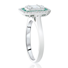 18kt white gold emerald and diamond ring