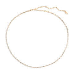 18kt yellow gold adjustable diamond tennis necklace.
