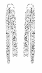 18kt white gold double row diamond hoop earrings.