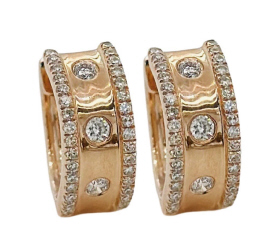 14kt rose gold diamond huggie hoops