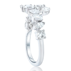 14kt white gold mixed cut diamond bypass ring