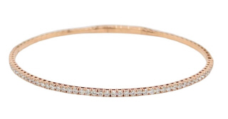 14kt rose gold flexible half way diamond bangle bracelet.