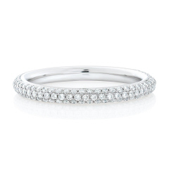 Platinum 3 row micro pave diamond eternity band.