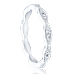 Platinum bead set diamond eternity band.