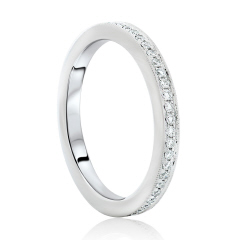 Platinum bead set diamond eternity band.