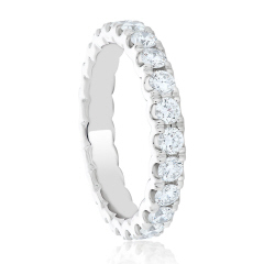 Platinum split prong "U" style diamond eternity band.